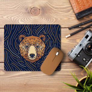 Zodiac Bear Porträtt   Handdragen Bear Mousepad Musmatta
