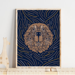 Zodiac Beaver Animal Print | Beaver-utskrift Poster