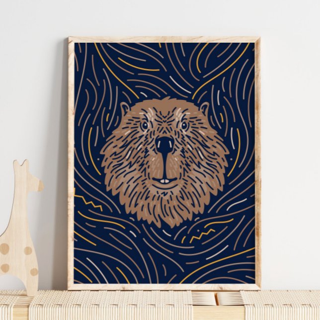 Zodiac Beaver Animal Print | Beaver-utskrift Poster (Skapare uppladdad)