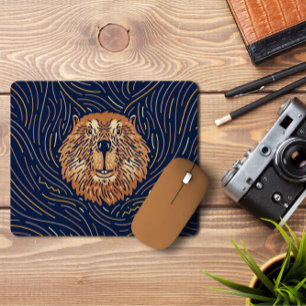 Zodiac Beaver Brown   Handdragen Beaver Mousepad Musmatta