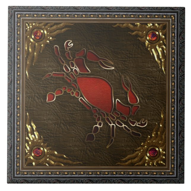 Zodiac belägger med tegel - cancer kakelplatta (Framsidan)