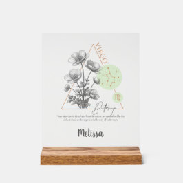 Zodiac Birth Flower Art Personalized Virgo Gift