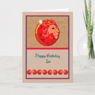 Zodiac Birthday Card för en Leo Kort