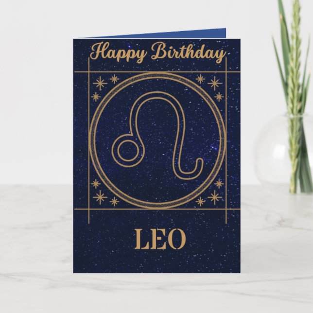 Zodiac Birthday Card (Leo) Inbjudan (Framsida)
