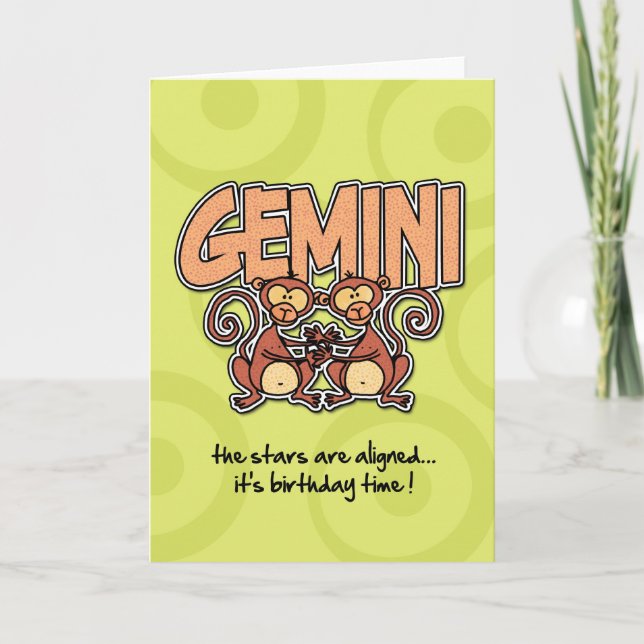 Zodiac Birthday - Gemini Kort (Framsida)
