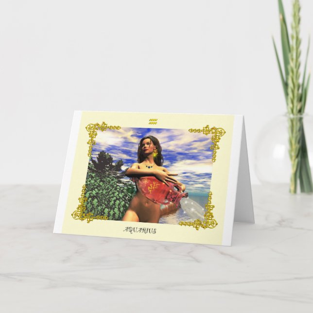 ZODIAC BIRTHDAY SIGNS/AQUARIUS KORT (Framsida)