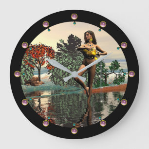 ZODIAC BIRTHDAY SIGNS /AQUARIUS Rosa Gems Stor Klocka