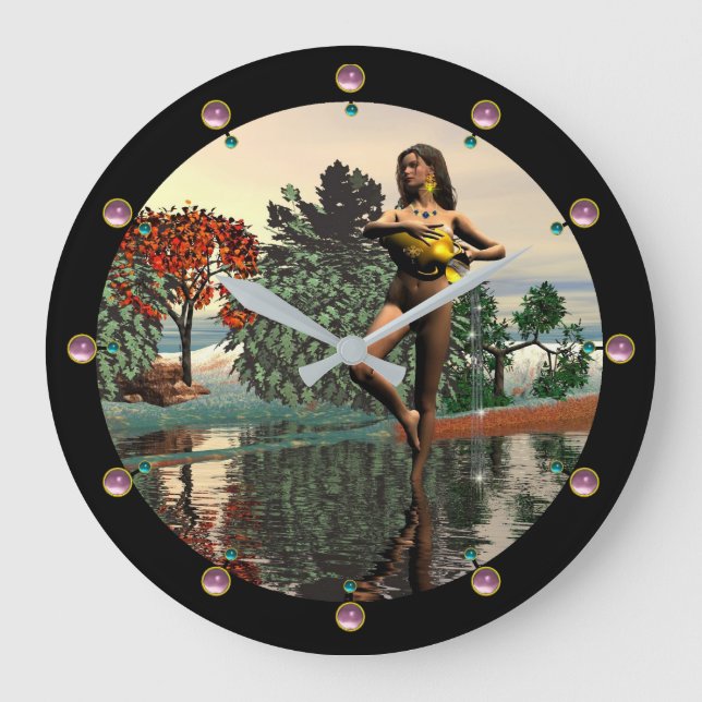 ZODIAC BIRTHDAY SIGNS /AQUARIUS Rosa Gems Stor Klocka (Framsida)