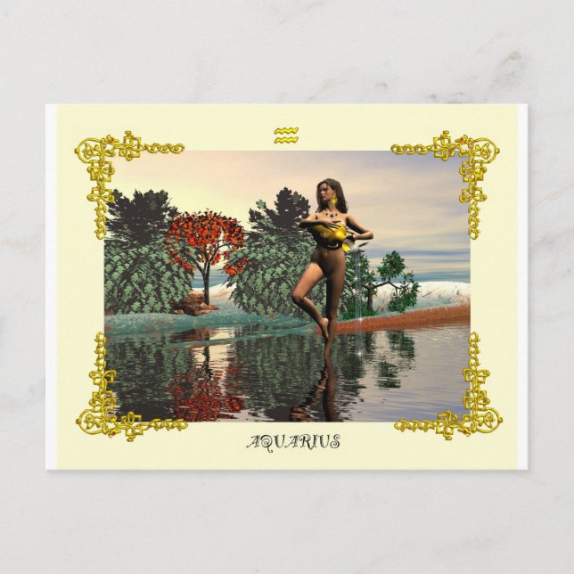 ZODIAC BIRTHDAY SIGNS/AQUARIUS VYKORT (Framsida)