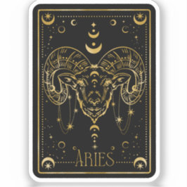 Zodiac Black & Guld Aries Astrological Sticker Klistermärken