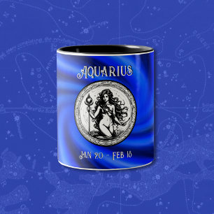 Zodiac Blue Galaxy Aquarius Mugg