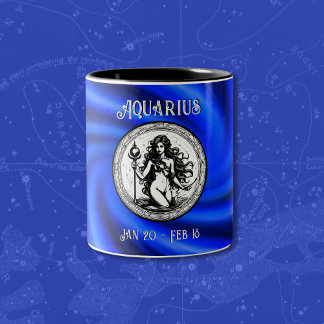 Zodiac Blue Galaxy Aquarius Mugg