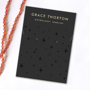 Zodiac Boho Stars Black Earring Necklace Visitkort