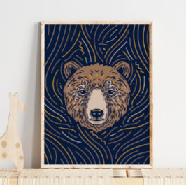 Zodiac Brown Bear Animal Skriv ut | Skriv ut Varg Poster