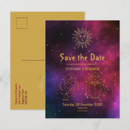 Zodiac Burgundy Guld Gemini/Leo Spara datum Meddelande Vykort