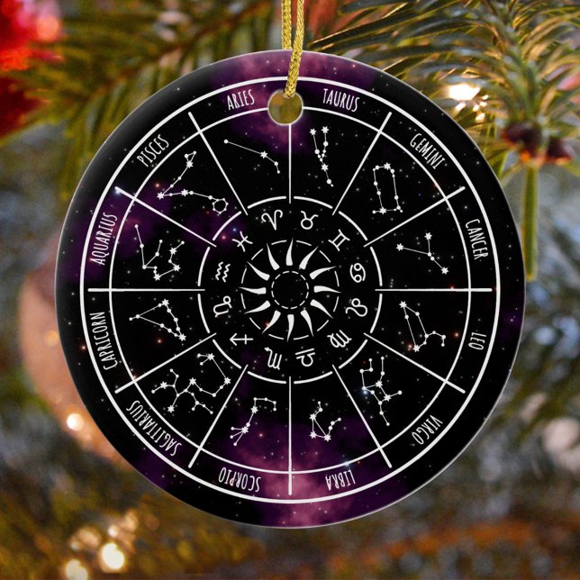 Zodiac Calendar | Astrologisymboler Julgransprydnad Keramik (Skapare uppladdad)