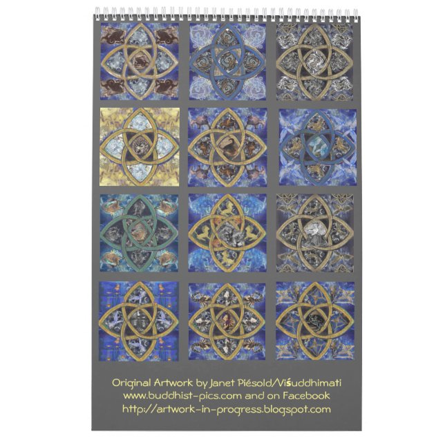 Zodiac Calendar - Celtic Knot Mandala Design Kalender (Baksida)