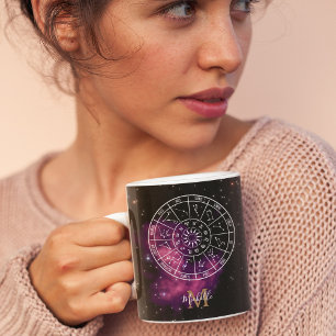Zodiac Calendar Mugg Astrologisymboler och monog