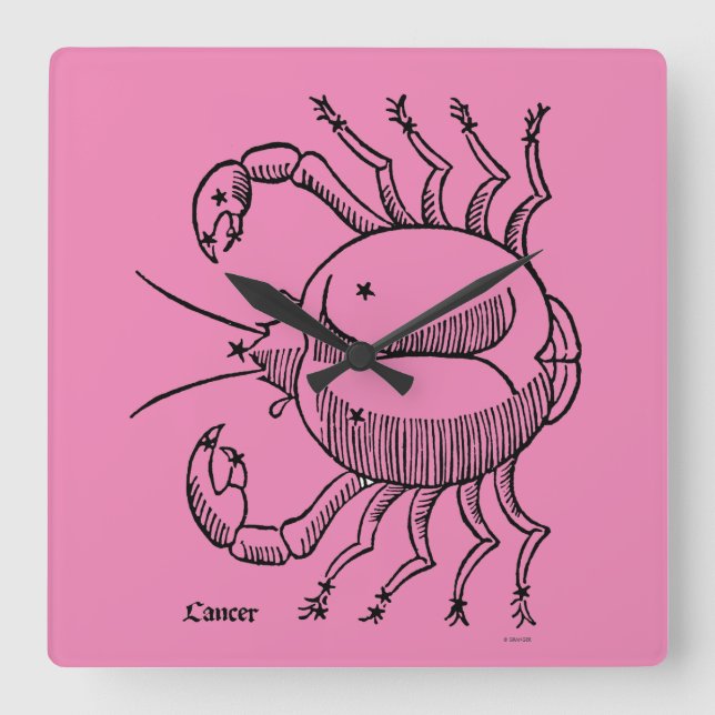 Zodiac: Cancer 1482 Fyrkantig Klocka (Framsida)
