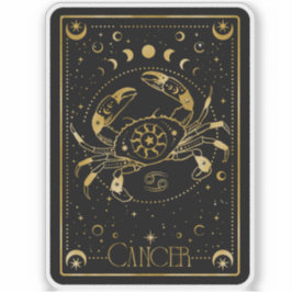 Zodiac Cancer Astrological Black & Guld Sticker Klistermärken