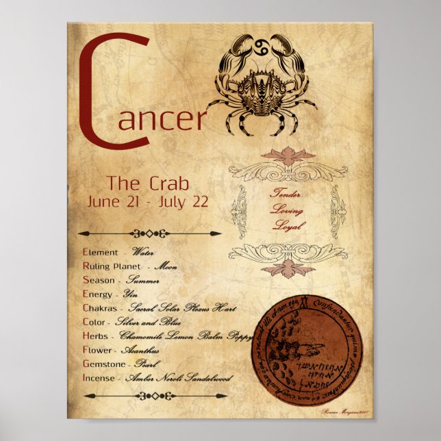 ZODIAC CANCER Birth Sign POSTER (Framsidan)