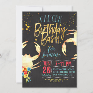 Zodiac Cancer Birthday Inbjudningar