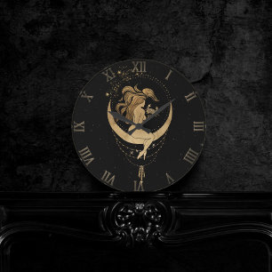 Zodiac Cancer Cosmic Guld och Black Astrology La Rund Klocka