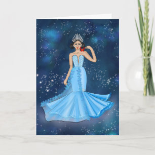 Zodiac Cancer Goddess Illustration Birthday Kort