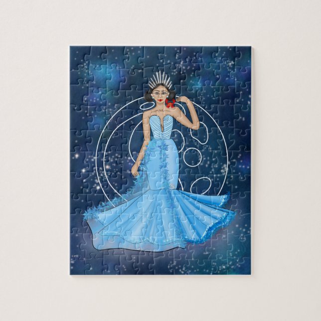 Zodiac Cancer Goddess Illustration med Måne Pussel (Vertikal)
