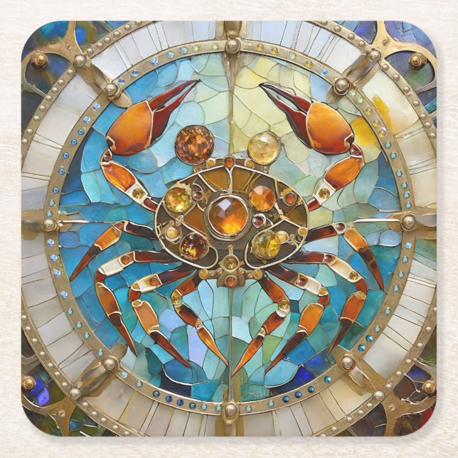 Zodiac - cancer i krabban underlägg papper kvadrat (Framsidan)