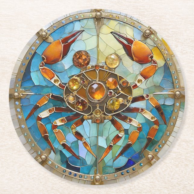 Zodiac - cancer i krabban underlägg papper rund (Framsidan)