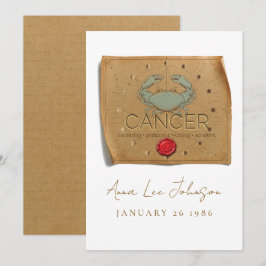 ZODIAC - Cancer - Personalized Birthday Card Inbjudningar