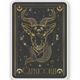 Zodiac Capricorn Astrology Black och Guld Sticker Klistermärken