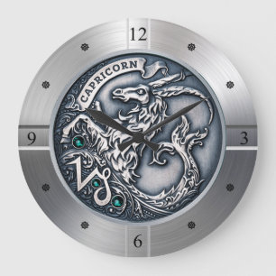 Zodiac ~ Capricorn ~ Celestial ~ Western Astrologi Stor Klocka