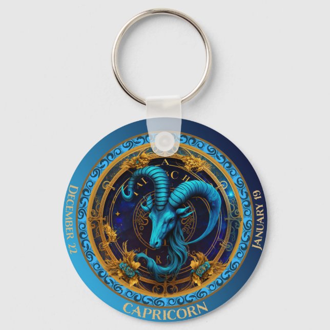 Zodiac Capricorn Customize NAMN, DATE Nyckelring (Framsida)