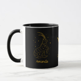 Zodiac Capricorn Golden Gult Anpassade Mugg