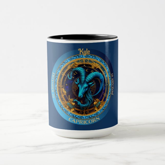 Zodiac Capricorn med Namn-kaffe Mugg (Center)