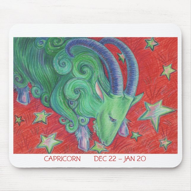 Zodiac Capricorn mousepad white gräns Musmatta (Framsidan)