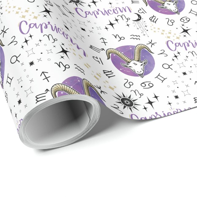 Zodiac Capricorn Wrapping Papper Presentpapper (Rullad Hörn)