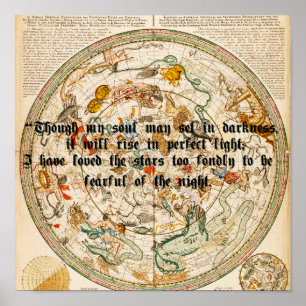 Zodiac Celestial karta Astrology Stars Citote Art Poster