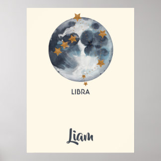 Zodiac Celestial Libra Nursery Wall Art Poster