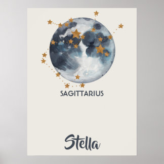Zodiac Celestial Sagittarius Nursery Wall Art Poster