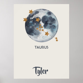 Zodiac Celestial Taurus Nursery Wall Art Poster