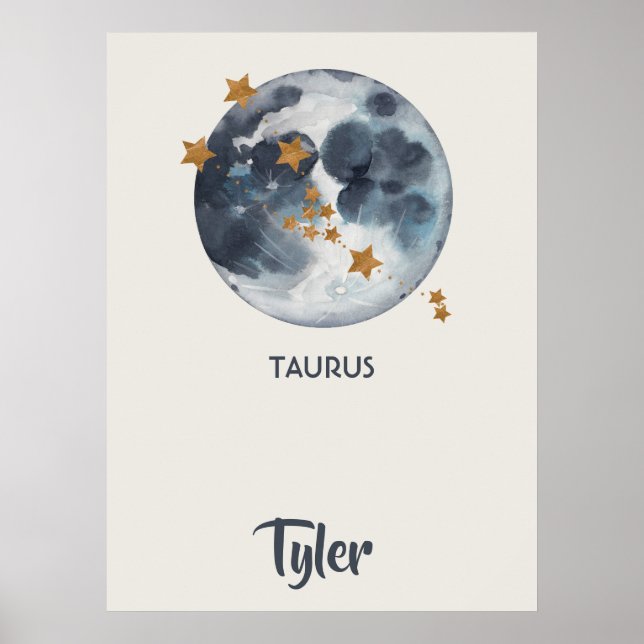 Zodiac Celestial Taurus Nursery Wall Art Poster (Framsidan)