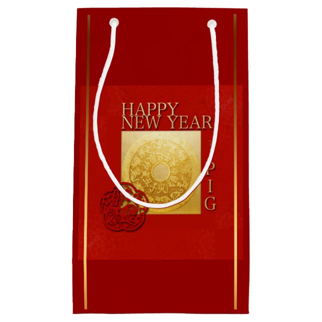 Zodiac Chinese Gris nyår 2019 Small Gift bag (Framsidan)