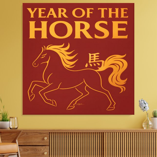 Zodiac Chinese New Year 2026 Horse Canvastryck (Insitu (Vardagsrum))