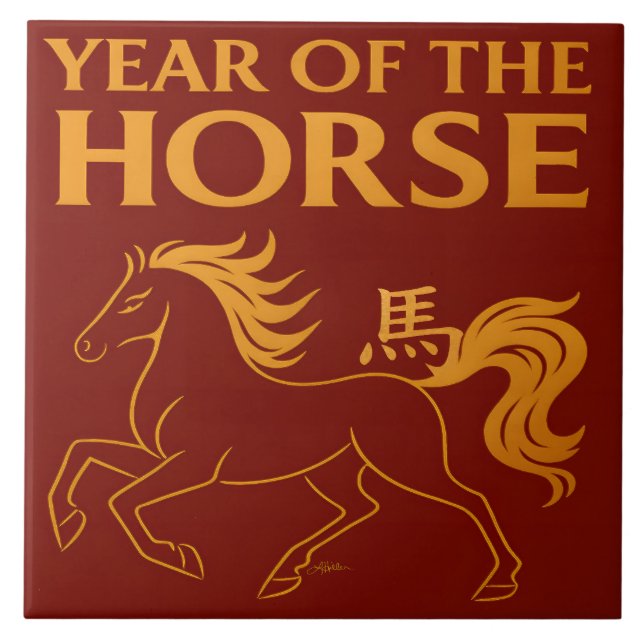 Zodiac Chinese New Year 2026 Horse Kakelplatta (Framsidan)