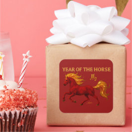 Zodiac Chinese New Year 2026 Yang Fire Horse Fyrkantigt Klistermärke