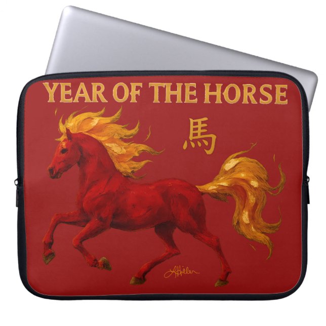 Zodiac Chinese New Year 2026 Yang Fire Horse Laptop Fodral (Framsidan)