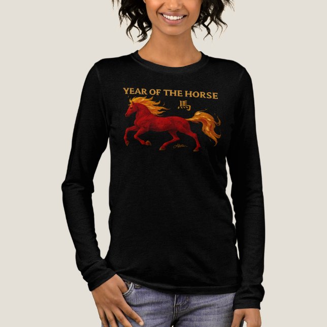 Zodiac Chinese New Year 2026 Yang Fire Horse T Shirt (Framsida)